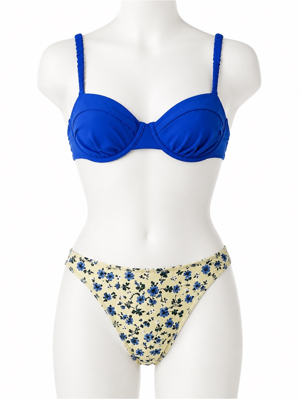 wild fable Royal Blue Underwire Bikini Top with White Floral Blue Bottom